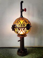 Steampunk Art floor lamp for sale: extra large piece of art made with jugendstil design.